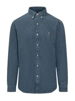 Camicia Sportiva in Denim a Maniche Lunghe