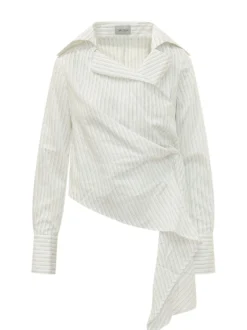 Candy Shirt with Wide Collar and Asymmetric Draping