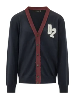 Cardigan con Bordo a Contrasto