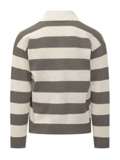 Cardigan con Colletto e Motivo a Righe
