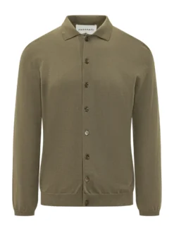 Cardigan con Collo a Camicia e Bottoni