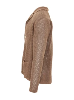 Cardigan Traforato a Rete con Tasche