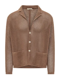 Cardigan Traforato a Rete con Tasche