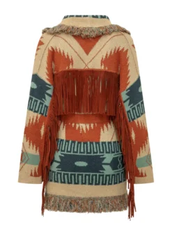 Cardigan with Fringes and Belt