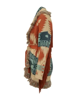 Cardigan with Fringes and Belt
