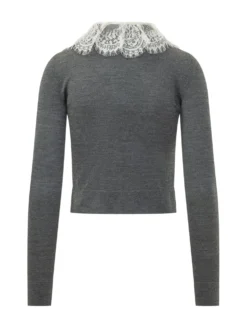 Cardigan with Lace Collar