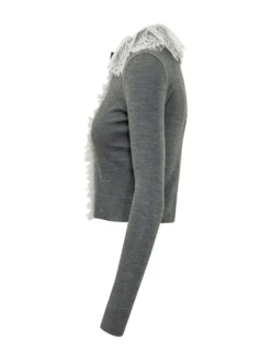 Cardigan with Lace Collar