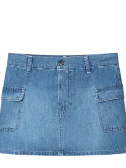 Cargo Denim Mini Skirt with Pockets