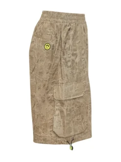 Cargo Gabardine Shorts with Patch Pockets and Print