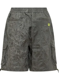 Cargo Gabardine Shorts with Patch Pockets and All Over Print