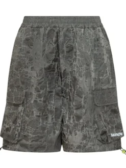 Cargo Gabardine Shorts with Patch Pockets and All Over Print