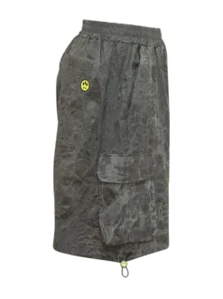 Cargo Gabardine Shorts with Patch Pockets and All Over Print