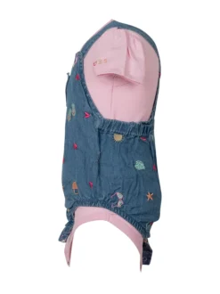 Chambray Embroidered Overall Bodysuit Set