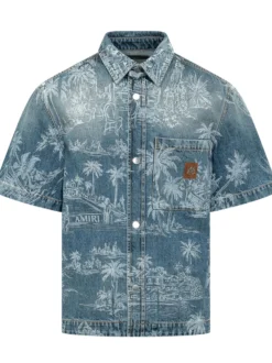 Chateau Camicia Denim con Stampa Paesaggio