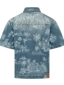 Chateau Camicia Denim con Stampa Paesaggio