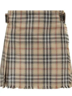 Checked Mini Skirt with Frayed Hem