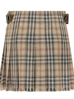 Checked Mini Skirt with Frayed Hem