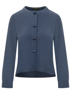 Collarless Jacket with Hook Closure