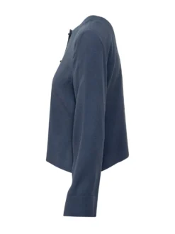 Collarless Jacket with Hook Closure