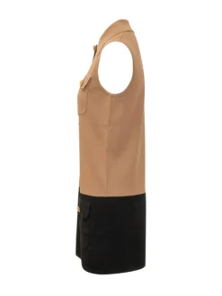 Color Block Knit Mini Dress with Jewel Buttons