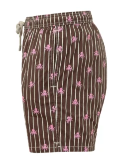 Costume da Bagno con Vita Elastica, Righe e Motivo Polpo