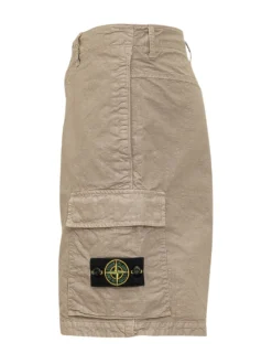 Cotton Cargo Bermuda Shorts With Side Pockets