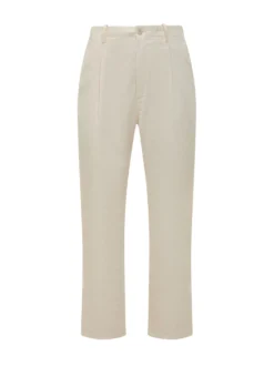 Cotton Tapered Pants with Pleats