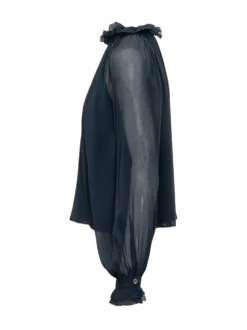Creponne Shirt with Ruffled Neck