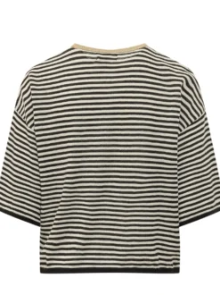 Crewneck Cardigan with Stripes