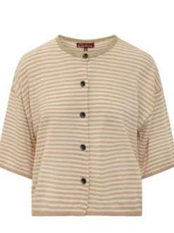 Crewneck Cardigan with Stripes