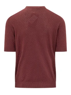 Crewneck Short Sleeve Knit Top with Geometric Pattern