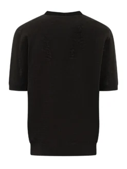 Crew Neck Short Sleeve Perforated Sweater