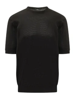 Crew Neck Short Sleeve Perforated Sweater