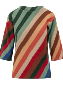 Crewneck Top with Intarsia Stripes