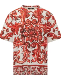 Crew Neck T-shirt with Ornamental Print