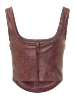 Croc Effect Corset with Wide Straps