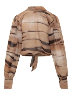 Cropped Blouse with Bow and Print