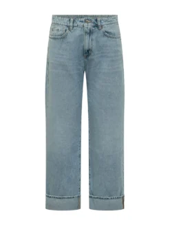 Cropped cuffed jeans