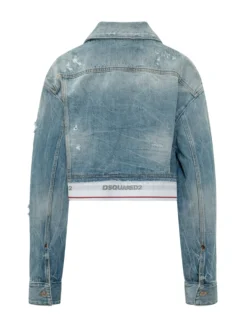 Cropped Denim Jacket with Pockets and Buttons