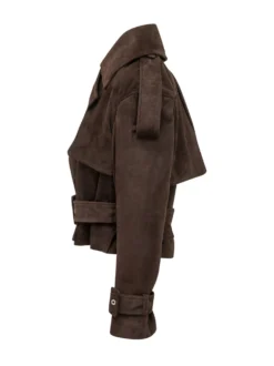 Cropped Double Breasted Jacket with Belt