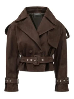 Cropped Double Breasted Jacket with Belt