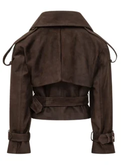 Cropped Double Breasted Jacket with Belt