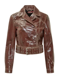 Cropped Double Breasted Jacket with Belt