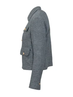 Cropped Jacket with Collar and Flap Pockets