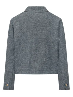 Cropped Jacket with Collar and Flap Pockets