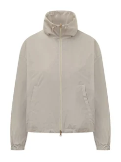Cropped Jacket with Zip and Pockets