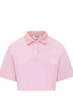 Cropped Pique Polo Shirt