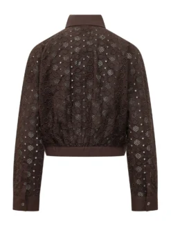 Cropped Shirt with Broderie and Collar