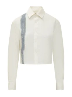 Cropped Shirt with Collar and Side Band