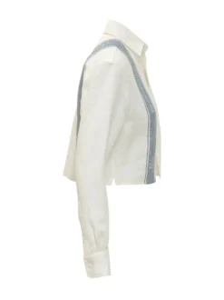 Cropped Shirt with Collar and Side Band